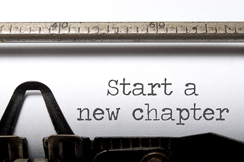 Typewriting that says: start a new chapter